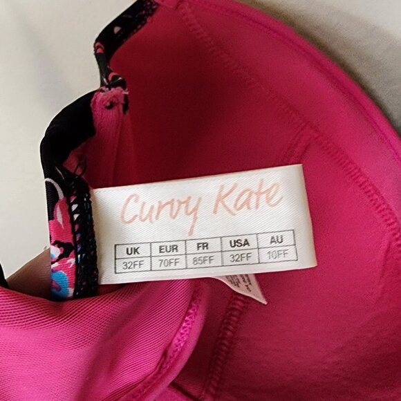 Curvy Kate 32FF Moonflower Black Padded Plunge Underwire Bikini - Picture 3 of 4